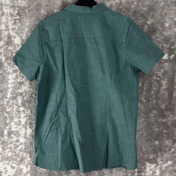 LL Bean Womens Size XL Cotton Button Shirt Green Short Sleeve Casual Collared - Picture 4 of 10